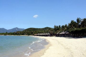 White beach on the island in Vietnam Hot Dam