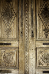 Scraped wooden door