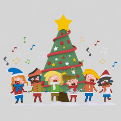 Obraz na płótnie Canvas Kids singing xmas songsCustom 3d illustration contact me!