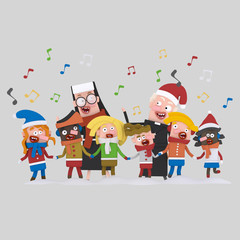 Nun and priest singing  xmas songs with kids.

Custom 3d illustration contact me!