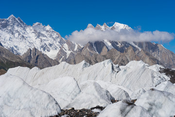 Naklejka premium Big ice on Baltoro glacier, K2 trek, Skardu, Gilgit, Pakistan