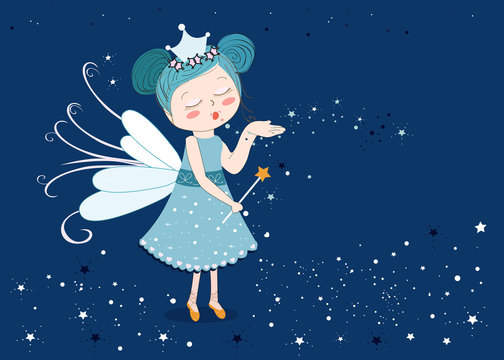 Cute fairy tale sending stars 