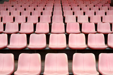 Rows of stadium grandstand seats