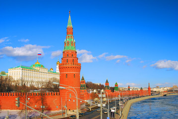 Moscow Kremlin Tower and wall.