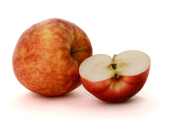 Two reds apples on white background