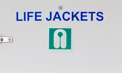 Life Jackets Sign on Door