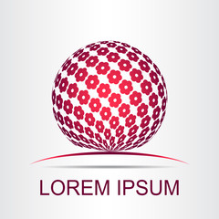 Logo stylized spherical surface with abstract shapes