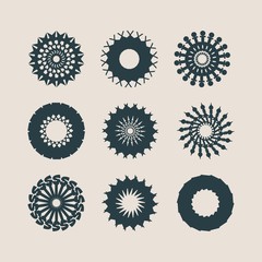 Decorative design elements set. Patterns with geometric ornaments. Circular ornamental symbols. Islam, Arabic, Indian, ottoman motifs.