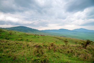 Landscape in Tanzania, depression near Ngorongoro