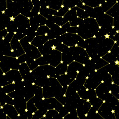 Beautiful colorful vector seamless pattern with stars and constellations
