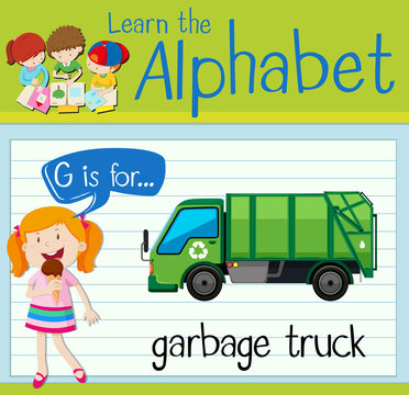 Flashcard letter G is for garbage truck