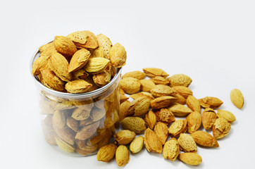 almonds nut on white