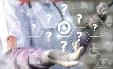 Medicine faq support speech bubble call help hospital web concept. Medical health care talk speak...