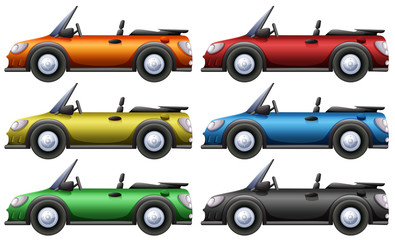 Convertible cars in six colors