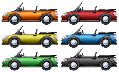 Fototapete Autorennen Convertible cars in six colors