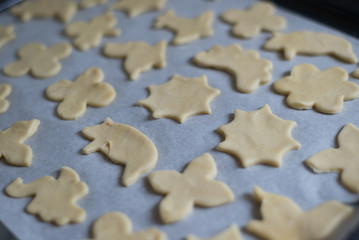 Christmas cookie sweet dough cutter shape baking homemade pastry background texture