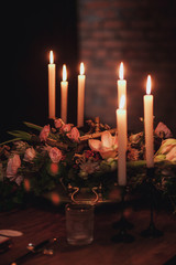 Table set for an event party or wedding reception