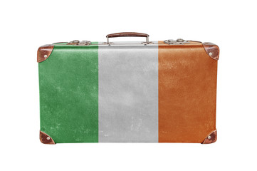 Vintage suitcase with Ireland flag