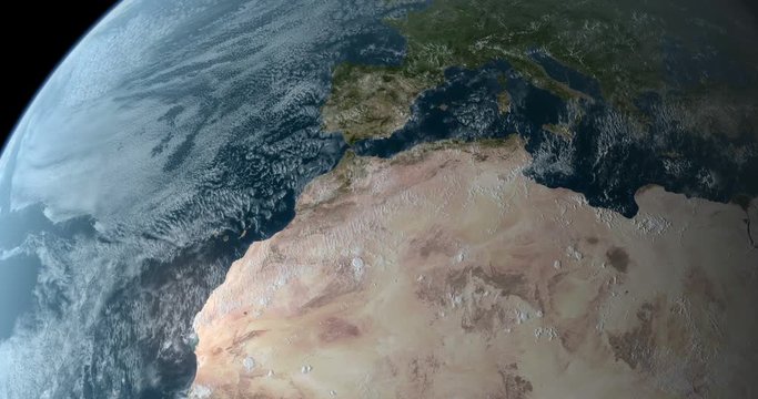 Orbiting over north of the world 3D Animation 4K