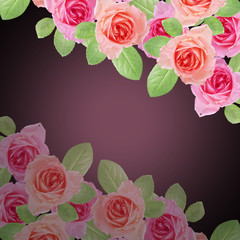 Beautiful floral background of pink roses 