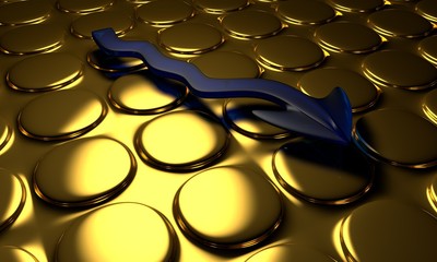 Fototapeta premium The arrow that basically indicates the gold interest rates 3d illustration 