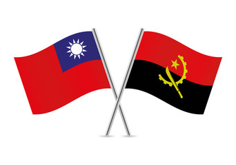 Taiwan and Angola flags. Vector illustration.