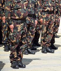 Fototapeta premium Soldiers standing in a row