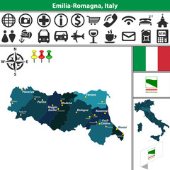 Emilia Romagna with regions, Italy