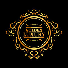 Circle vector golden frame. Ornament design template. Ornamental floral vignette for wedding invitations, business card, certificate, logo template.