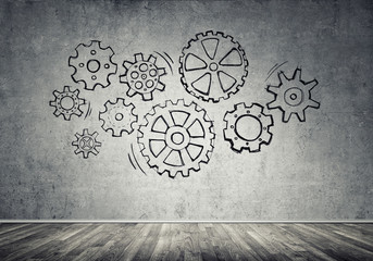 Gear mechanism as teamwork concept