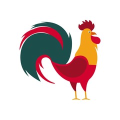 rooster icon over white background. chinese new year concept. colorful design. vector illustration