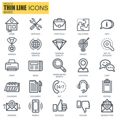 Thin line basic icons