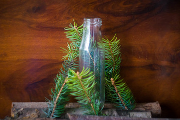 Warm delicios christmas milk in a bottle