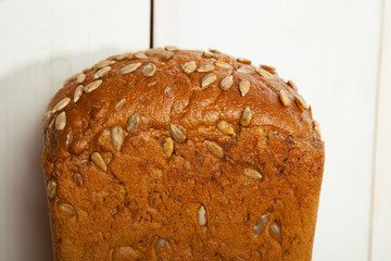 Bread on a white wooden background