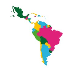 latin america map icon over white background. colorful design. vector illustration