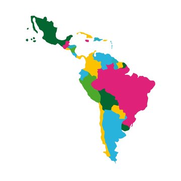 Latin America Map Icon Over White Background. Colorful Design. Vector Illustration