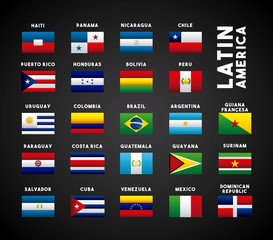 flags of latin america countries. colorful design. vector illustration