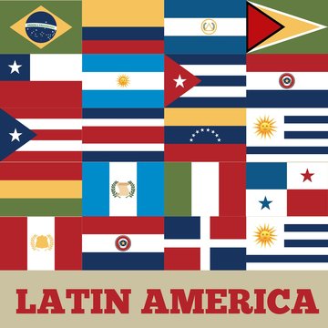 flags of latin america countries. colorful design. vector illustration