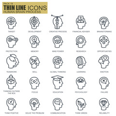Fototapeta premium Thin line human brain process icons