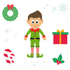 Naklejka premium cute elf vector cartoon illustration
