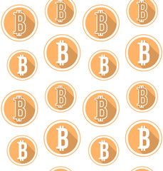 Vector bitcoin logo seamless pattern. Bitcoin icon. Vector bitcoin design elements, badges, labels. 