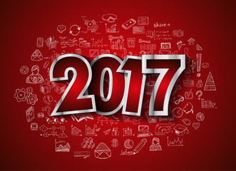 Fototapeta na wymiar 2017 New Year Infographic and Business Plan Background