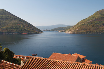 beautiful view of the town of Perast on the Bay of Kotor. Montenegro