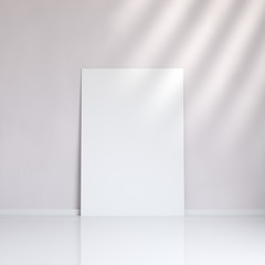 Mock up blank poster picture frame near the wall in a room, 3D rendering