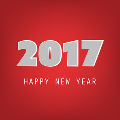 Simple Grey And Red New Year Card, Cover or Background Design Template - 2017