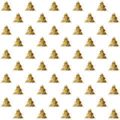 Seamless pattern with golden christmas trees