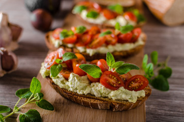 Fresh cheese panini bread with herbs