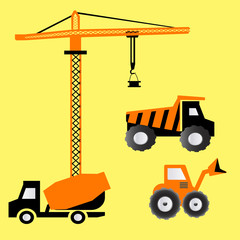 Obraz na płótnie Canvas Construction equipment on a yellow background