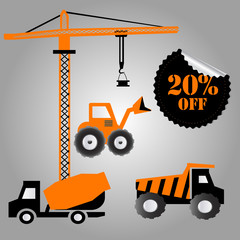 construction machinery rental below 20 percent on a gray background