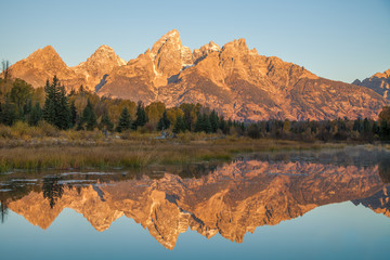 Refection of the Tetons in Fall at Sunrise